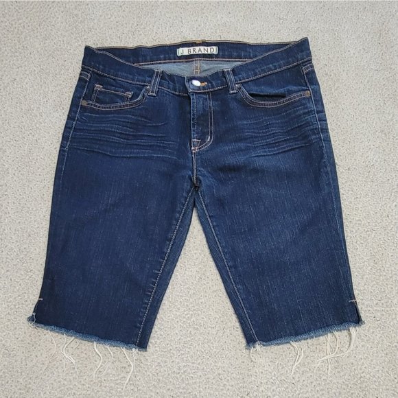 J Brand Women's Blue Denim Bermuda Shorts‎ Frayed Hem 5-Pocket Design Size 29 - Picture 3 of 15